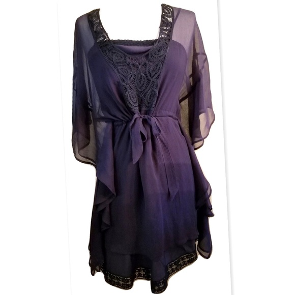 🚫SOLD🚫Free People Silk Butterfly Sleeve Dress - Picture 2 of 8